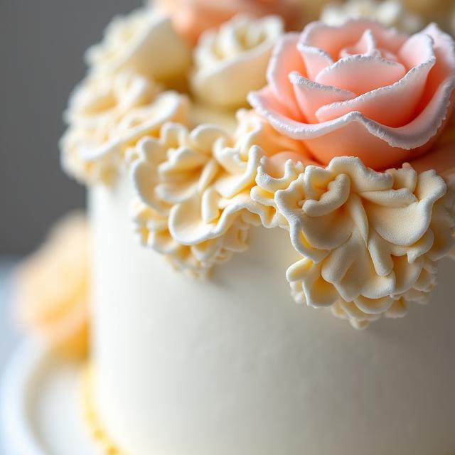 Elegant custom cake with intricate floral piping